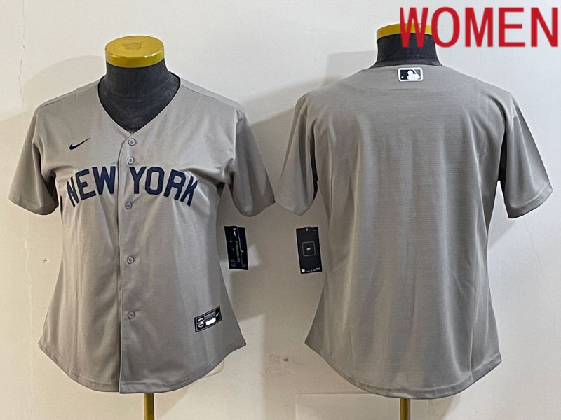 Women New York Yankees Blank Grey Nike Game 2024 MLB Jersey style 7